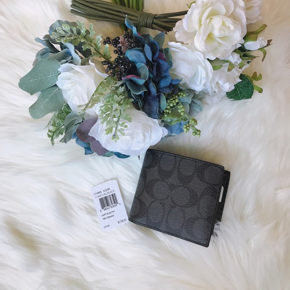 Coach Men’s Compact ID Signature Wallet F74993 - Picture 2 of 7